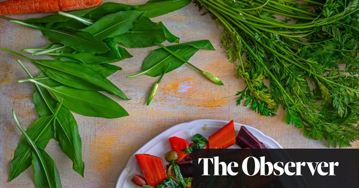 Receitas de Joe Trivelli para cenouras com alho selvagem, tenro de porco, rubarbo Charlotte e sorvete de canela | Comida e bebida italianas