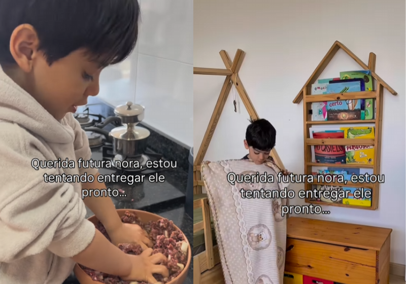 O filho, de Minas Gerais, emocionou a mãe com um buquê de notas em forma de rosas. - Foto: @clautonluiz/Instagram