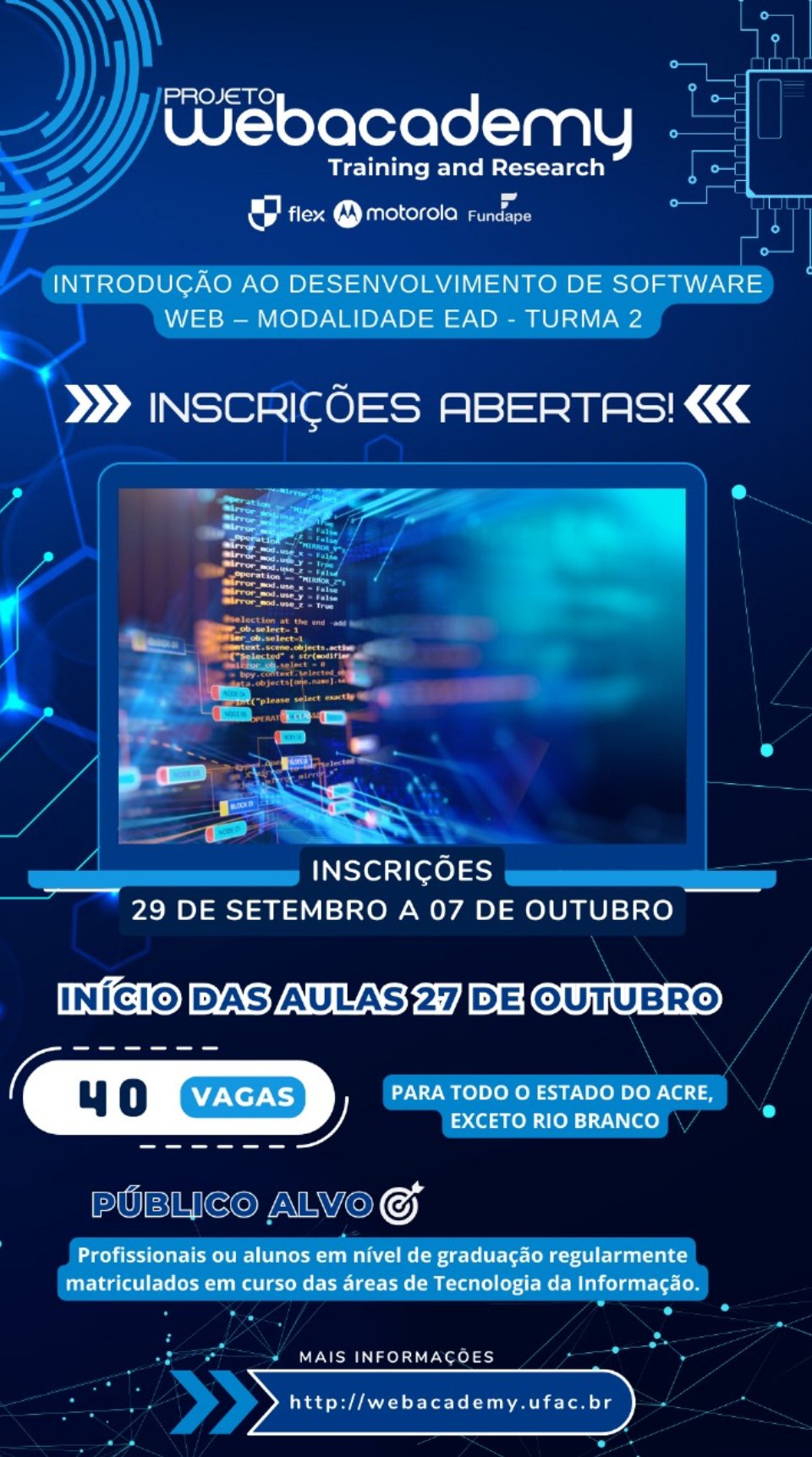 Proex da Ufac abre inscrições para curso EaD sobre software web — Universidade Federal do Acre