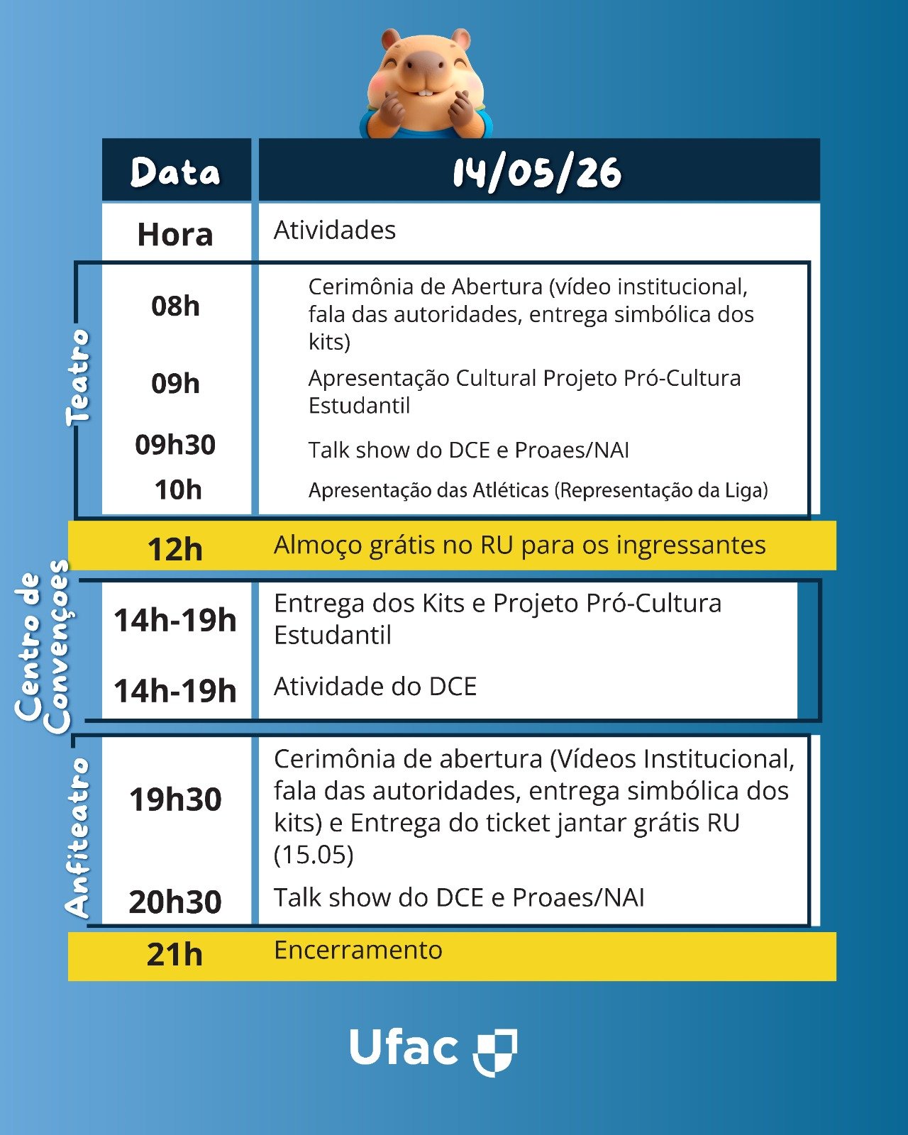 Bem-vindos a Ufac estudantes 2026•01 Campus Sede